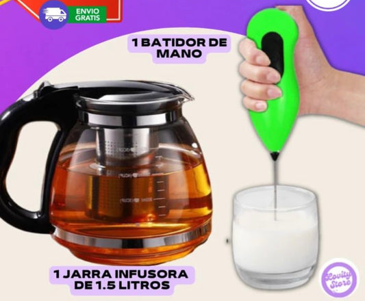 Jarra Infusora 1.5 Lt + Batidor a Pilas